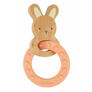 Kousátko s dřevěným zajíčkem My Rabbit Teething Ring Home Kaloo se silikonovým kroužkem 14 cm od 0 měsíců