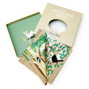 Textilná knižka Woodland Hush Rag Book Threadbear s 12 lesnými zvieratkami 100% jemná bavlna 17*17 cm v darčekovom balení TB4034