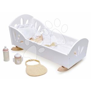 Dřevěná kolébka Labuť Sweet Dreams Dolly Bed Tender Leaf Toys pro 36 cm panenku s textilním polštářem a peřinkou