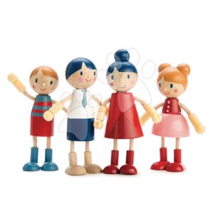 Dřevěná rodina 4 postavičky Doll Family Tender Leaf Toys s pohyblivýma rukama a nohama