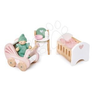 Dřevěný pokoj pro miminko Dovetail Nursery Set Tender Leaf Toys s postavičkou v dupačkách