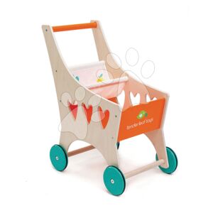 Dřevěný nákupní vozík Shopping Cart Tender Leaf Toys s textilní přihrádkou