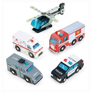 Drevené záchranárske vozidlá Emergency Vehicles Tender Leaf Toys 5 druhov autíčok od 3 rokov TL8662